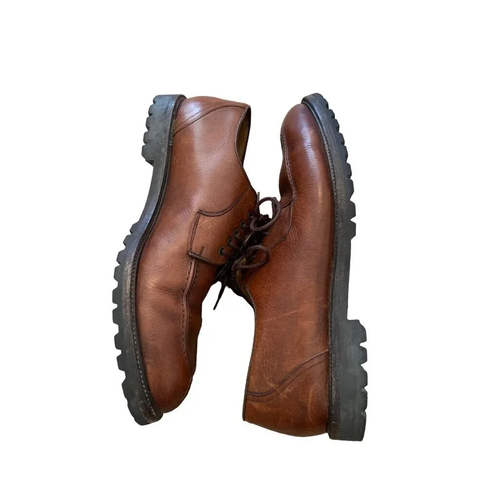 EVERGREEN FOOTWEAR MEN'S BROWN LEATHER DERBY LACE-UP SHOES SZ 10.5 - Picture 6 of 8